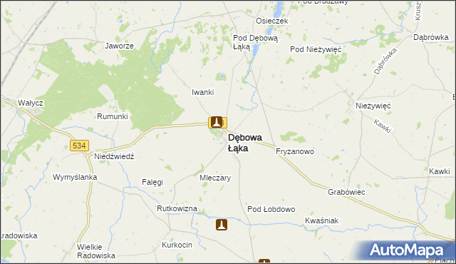 mapa Dębowa Łąka, Dębowa Łąka na mapie Targeo