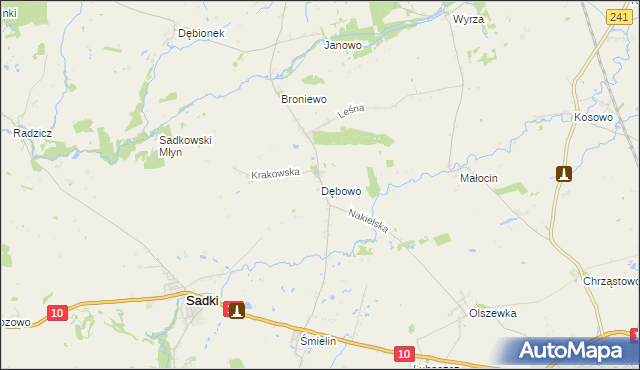 mapa Dębowo gmina Sadki, Dębowo gmina Sadki na mapie Targeo