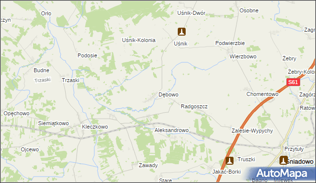 mapa Dębowo gmina Śniadowo, Dębowo gmina Śniadowo na mapie Targeo