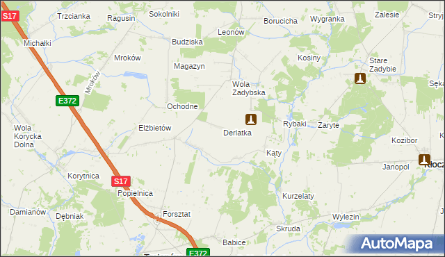 mapa Derlatka, Derlatka na mapie Targeo