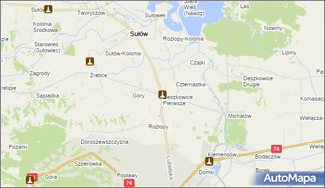 mapa Deszkowice Pierwsze, Deszkowice Pierwsze na mapie Targeo