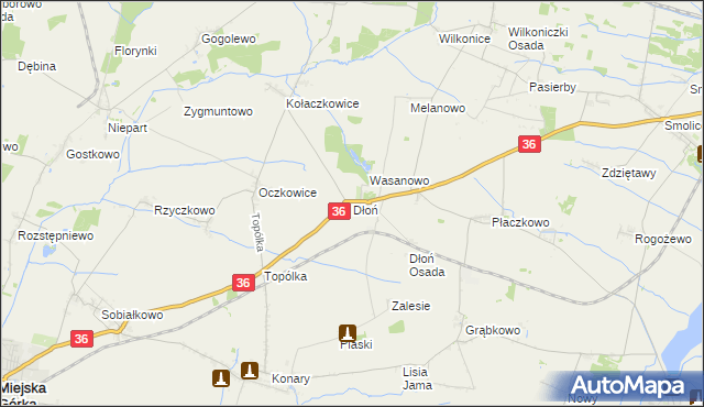 mapa Dłoń, Dłoń na mapie Targeo