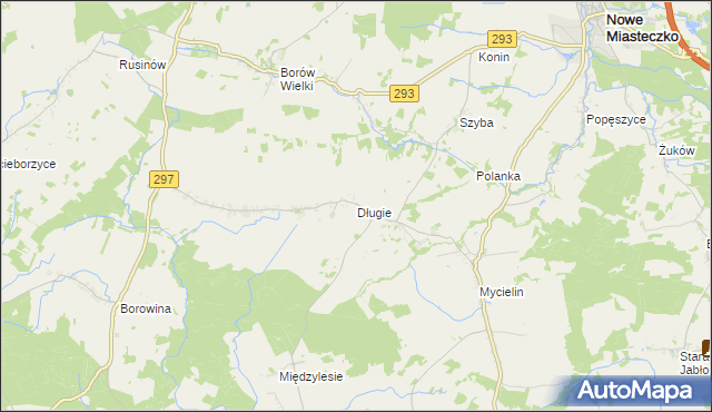 mapa Długie gmina Szprotawa, Długie gmina Szprotawa na mapie Targeo