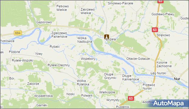 mapa Długie Grodzieckie, Długie Grodzieckie na mapie Targeo