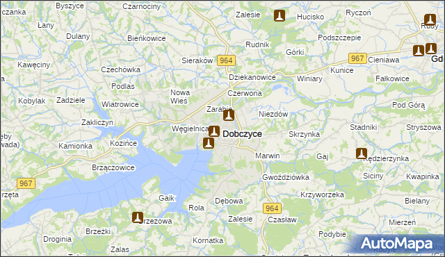 mapa Dobczyce, Dobczyce na mapie Targeo