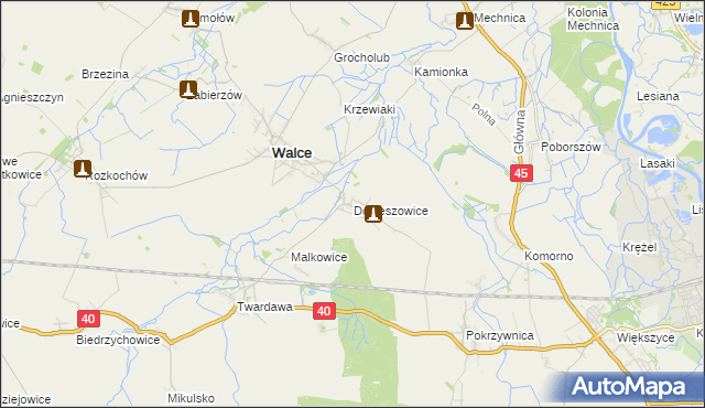 mapa Dobieszowice gmina Walce, Dobieszowice gmina Walce na mapie Targeo