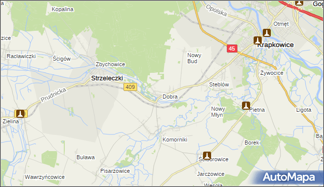 mapa Dobra gmina Strzeleczki, Dobra gmina Strzeleczki na mapie Targeo