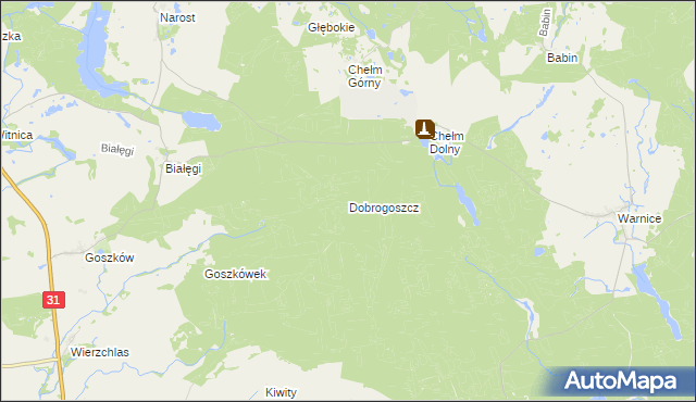 mapa Dobrogoszcz gmina Trzcińsko-Zdrój, Dobrogoszcz gmina Trzcińsko-Zdrój na mapie Targeo