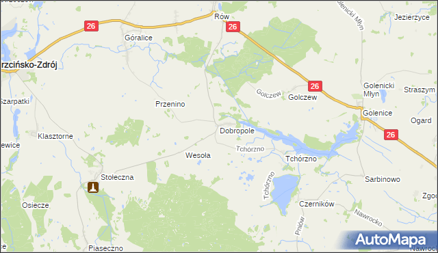 mapa Dobropole gmina Trzcińsko-Zdrój, Dobropole gmina Trzcińsko-Zdrój na mapie Targeo