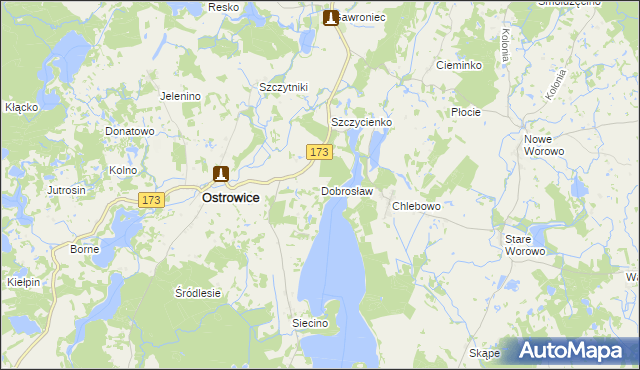 mapa Dobrosław gmina Ostrowice, Dobrosław gmina Ostrowice na mapie Targeo