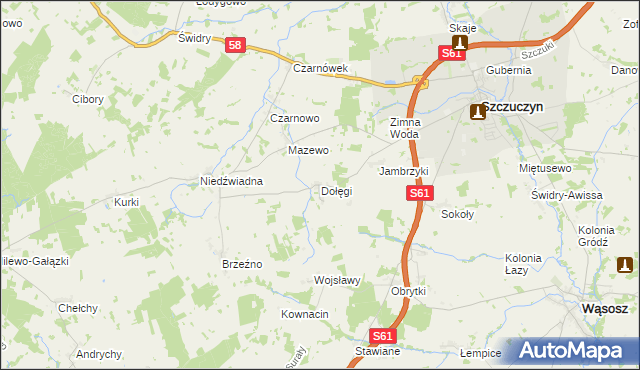 mapa Dołęgi, Dołęgi na mapie Targeo