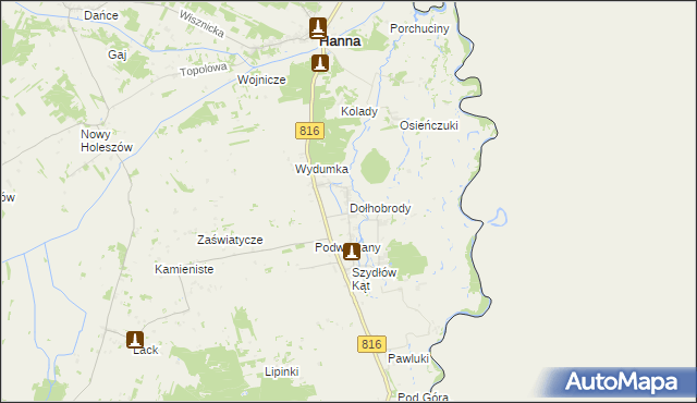 mapa Dołhobrody, Dołhobrody na mapie Targeo