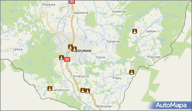 mapa Dolnik gmina Międzylesie, Dolnik gmina Międzylesie na mapie Targeo