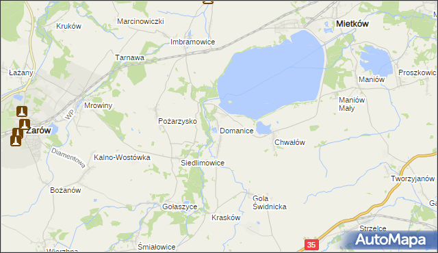 mapa Domanice gmina Mietków, Domanice gmina Mietków na mapie Targeo