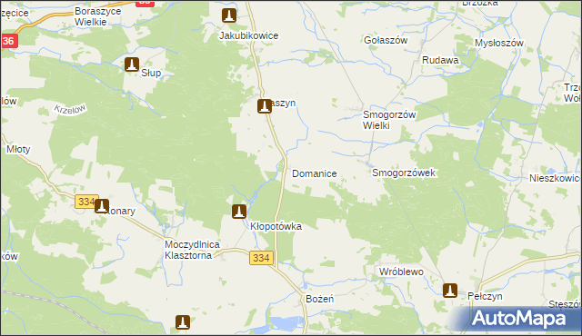 mapa Domanice gmina Wińsko, Domanice gmina Wińsko na mapie Targeo