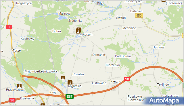 mapa Domanin gmina Kępno, Domanin gmina Kępno na mapie Targeo