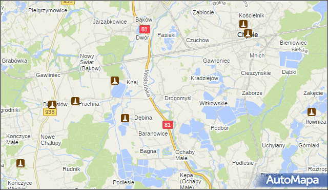 mapa Drogomyśl, Drogomyśl na mapie Targeo