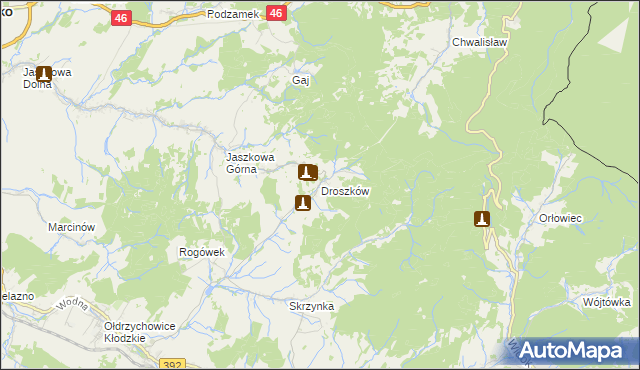 mapa Droszków gmina Kłodzko, Droszków gmina Kłodzko na mapie Targeo