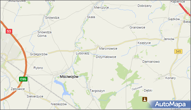 mapa Drzymałowice, Drzymałowice na mapie Targeo