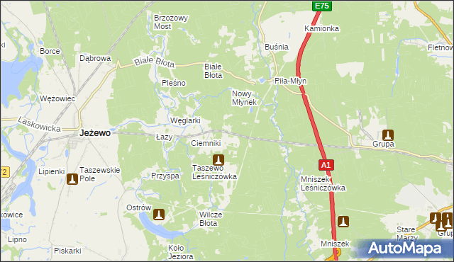 mapa Dubielno gmina Jeżewo, Dubielno gmina Jeżewo na mapie Targeo