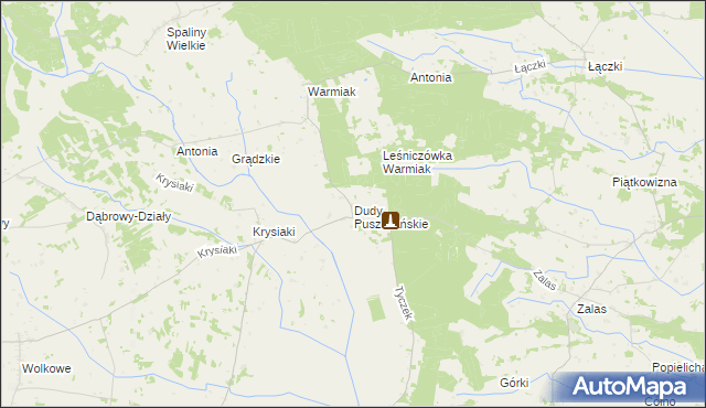 mapa Dudy Puszczańskie, Dudy Puszczańskie na mapie Targeo