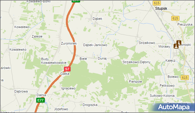 mapa Dunaj gmina Stupsk, Dunaj gmina Stupsk na mapie Targeo