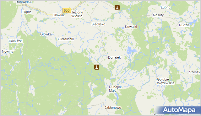 mapa Dunajek gmina Kowale Oleckie, Dunajek gmina Kowale Oleckie na mapie Targeo