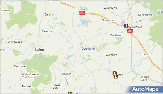 mapa Dziedzinek, Dziedzinek na mapie Targeo