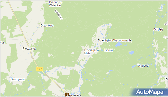 mapa Dzierżążno Małe, Dzierżążno Małe na mapie Targeo