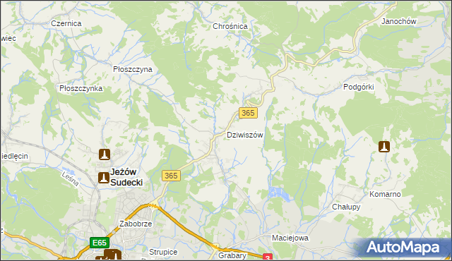 mapa Dziwiszów, Dziwiszów na mapie Targeo