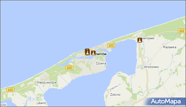 mapa Dziwnów, Dziwnów na mapie Targeo