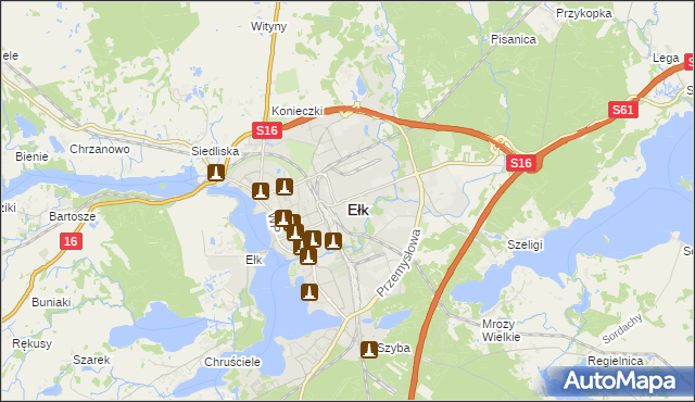 mapa Ełku, Ełk na mapie Targeo