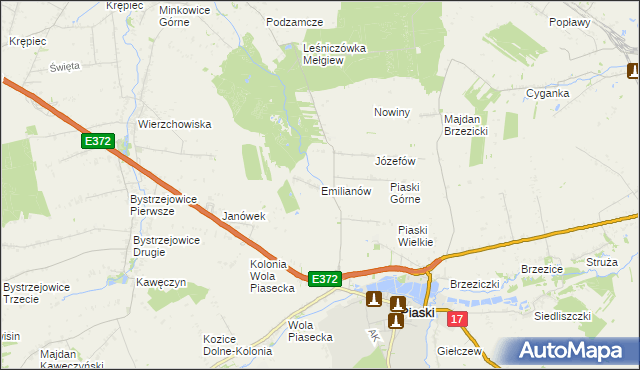 mapa Emilianów gmina Piaski, Emilianów gmina Piaski na mapie Targeo