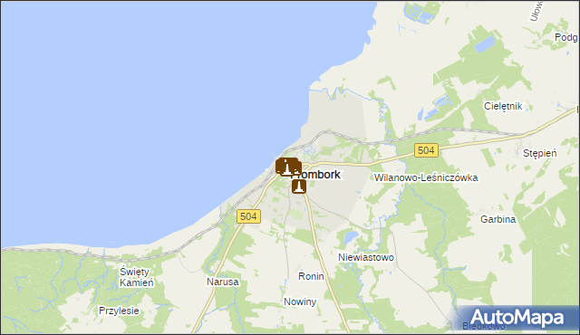 mapa Frombork, Frombork na mapie Targeo