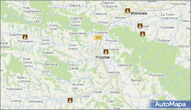 mapa Frysztak, Frysztak na mapie Targeo