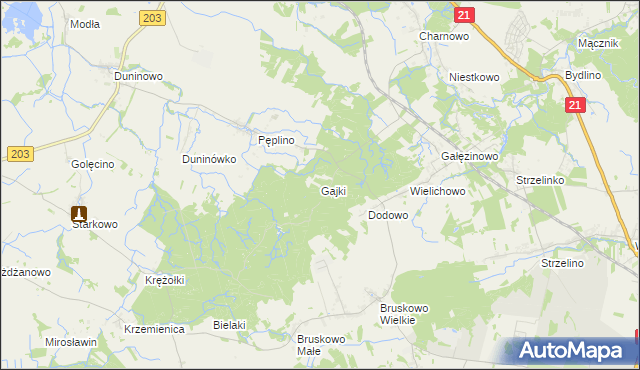 mapa Gajki gmina Słupsk, Gajki gmina Słupsk na mapie Targeo