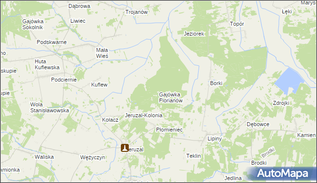 mapa Gajówka Florianów, Gajówka Florianów na mapie Targeo