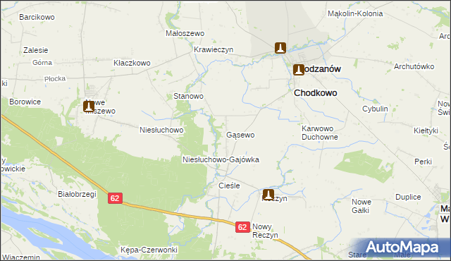 mapa Gąsewo gmina Bodzanów, Gąsewo gmina Bodzanów na mapie Targeo