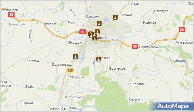 mapa Gęsiniec, Gęsiniec na mapie Targeo