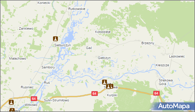 mapa Giełczyn gmina Trzcianne, Giełczyn gmina Trzcianne na mapie Targeo