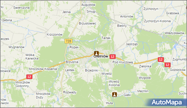 mapa Gielniów, Gielniów na mapie Targeo