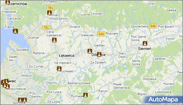mapa Gilowice powiat żywiecki, Gilowice powiat żywiecki na mapie Targeo