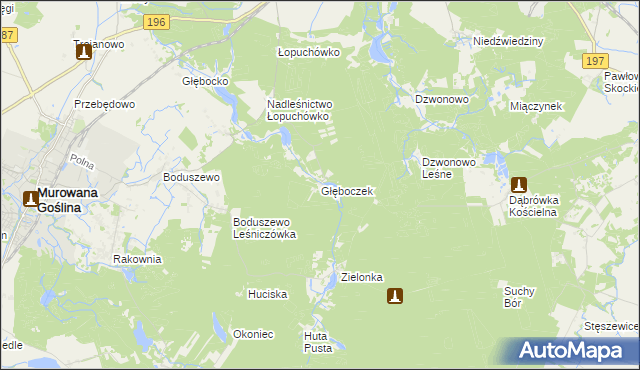 mapa Głęboczek gmina Murowana Goślina, Głęboczek gmina Murowana Goślina na mapie Targeo