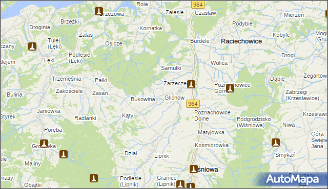 mapa Glichów, Glichów na mapie Targeo