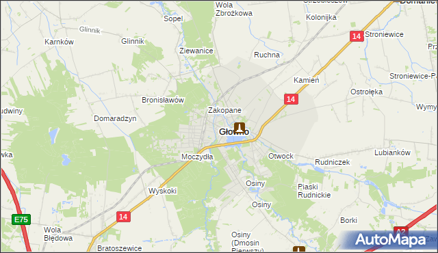 mapa Głowno, Głowno na mapie Targeo