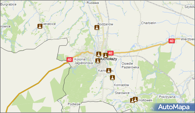 mapa Głuchołazy, Głuchołazy na mapie Targeo