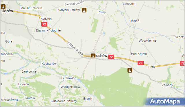 mapa Głuchów powiat skierniewicki, Głuchów powiat skierniewicki na mapie Targeo