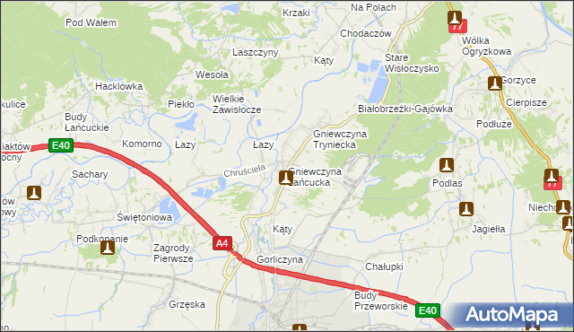 mapa Gniewczyna Łańcucka, Gniewczyna Łańcucka na mapie Targeo