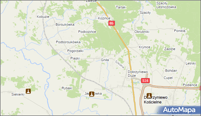 mapa Gniła, Gniła na mapie Targeo