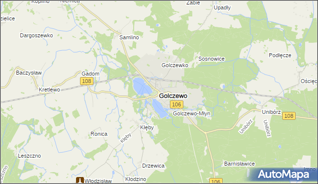 mapa Golczewo powiat kamieński, Golczewo powiat kamieński na mapie Targeo